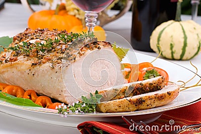 Garlic Thyme Roast Pork Stock Photo