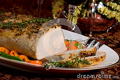 Garlic Thyme Roast Pork Stock Photo