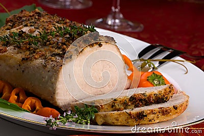 Garlic Thyme Roast Pork Stock Photo