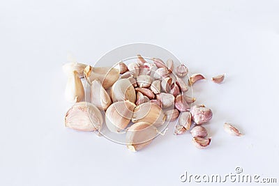 Garlic on white background detail art Stock Photo