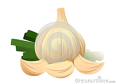 Garlics cloves design on white Vector Illustration