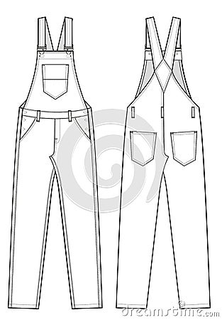 Garment sketch denim jeans dungaree carpenter trousers Stock Photo