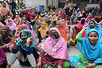 Garment Worker Protest in Dhaka. Editorial Stock Photo