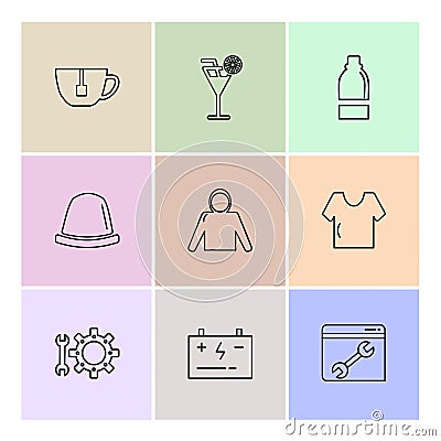 garments ,cloths , wear , dress , eps icons set vector Vector Illustration