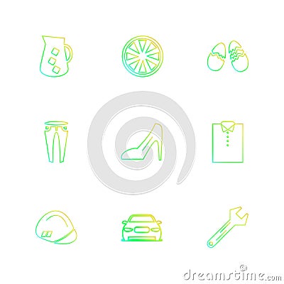 garments ,cloths , wear , dress , eps icons set vector Vector Illustration