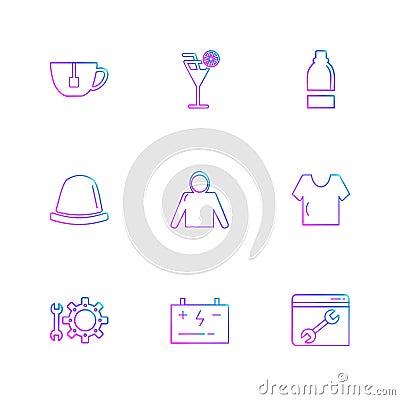 garments ,cloths , wear , dress , eps icons set vector Vector Illustration