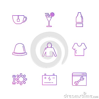 garments ,cloths , wear , dress , eps icons set vector Vector Illustration