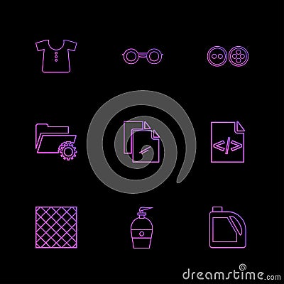garmets , code , folder , hardware , tools ,labour , constructions , eps icons set vector Vector Illustration