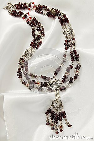 Garnet necklace Stock Photo