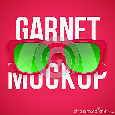 Garnet sunglasses on Garnet background. Vector Illustration