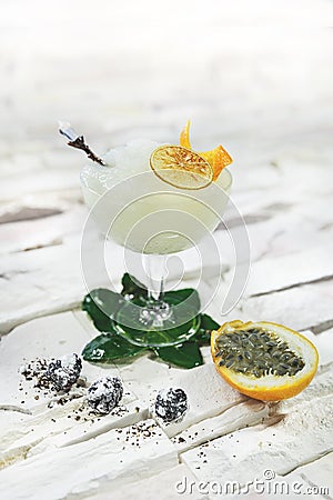 Garnished cocktail on white background Stock Photo