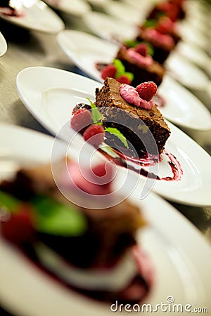 Garnished gourmet chocolate desserts Stock Photo