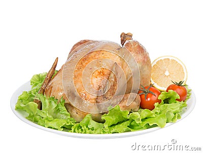 Garnished roasted thanksgiving chicken Stock Photo