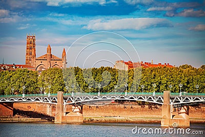 Garonne river embankment in summer, Toulouse Stock Photo