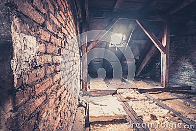 Garret, attic loft / roof construction Stock Photo