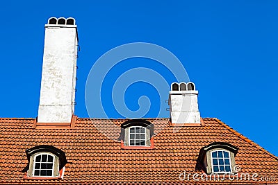 Garret roof, Riga, Latvia Stock Photo