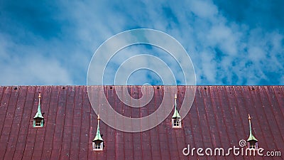 Garret roof with window and chimney, Riga, Latvia Stock Photo