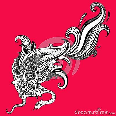 Garuda. Hand drawn illustration. Cartoon Illustration