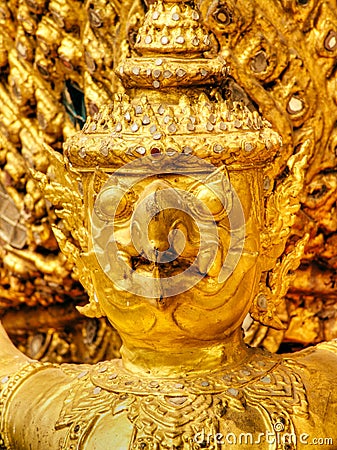 Garuda bird in gold, decoration of kings palace Bangkok, Thailand Stock Photo