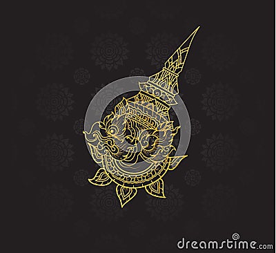 garuda characters of Ramayana,Thai Art Background pattern Vector Illustration