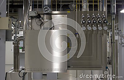 Gas cabinet and manifold Stock Photo