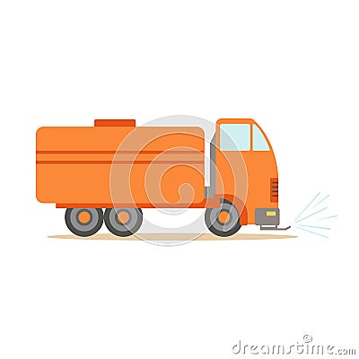 Gas Carrier Orange Truck , Part Of Roadworks And Construction Site Series Of Vector Illustrations Vector Illustration