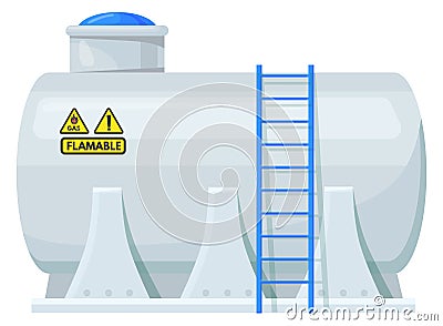 Gas container. Flammable dangerous metal tank icon Vector Illustration
