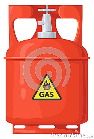 Gas container. Red flammable fuel cartoon icon Vector Illustration