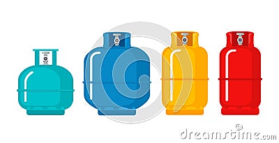 Gas cylinder vector tank. Lpg propane bottle icon container. Oxygen gas cylinder canister fuel storage Vector Illustration