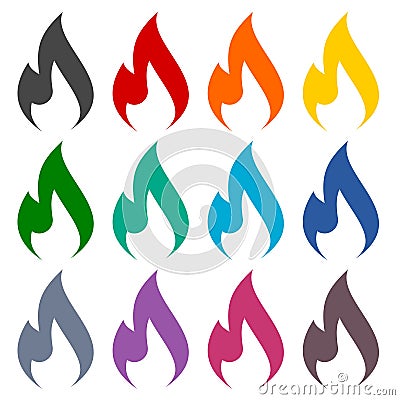 Gas Flame Icons set Vector Illustration