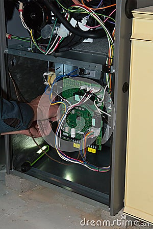 Gas Furnace Repair Home Maintenance Stock Photo