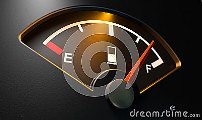 Gas Gage Illuminated Full Stock Photo