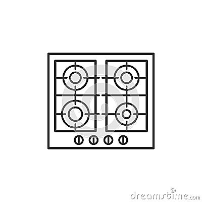 Gas hob kitchen household domestic appliances thin line icon Vector Illustration