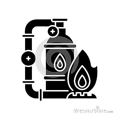 Gas industry black glyph icon Vector Illustration