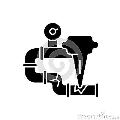 Gas leak black glyph icon Vector Illustration