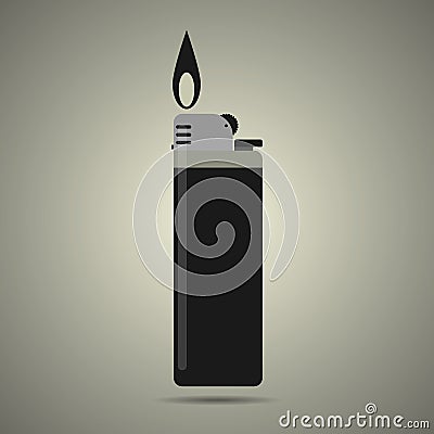 Gas lighter with fire Vector Illustration