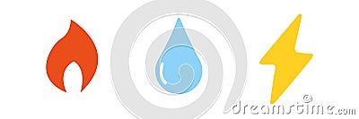 Gas, lightning and water icon. Electricity symbol. forbidden signs Stock Photo