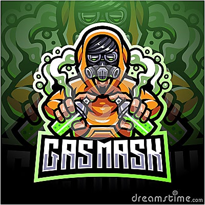 Gas mask esport logo mascot design Vector Illustration