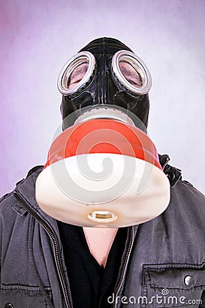 Gas mask man Stock Photo