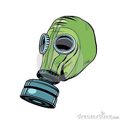 Gas mask, vintage rubber green, White background Vector Illustration