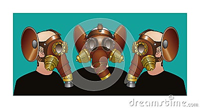 Gas masks - Steampunk brotherhood Vector Illustration