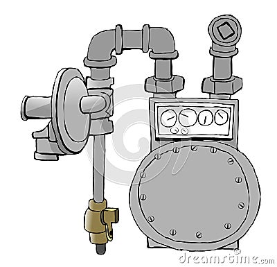 Gas Meter Cartoon Illustration