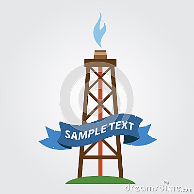 Gas, oil derrick icon. Mining Cartoon Illustration