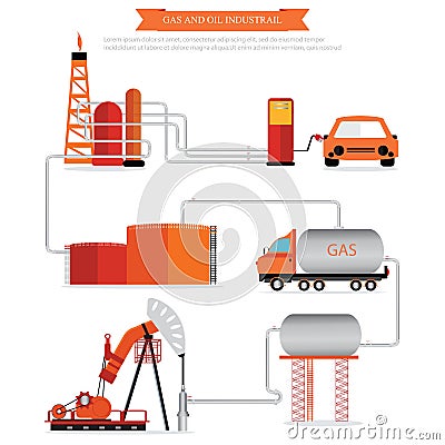 Gas and oil industrial infographic. Vector Illustration