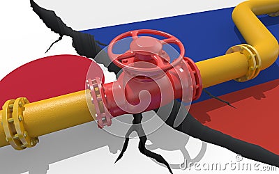 Gas pipeline between Russia and Japan. 3d illustration Stock Photo