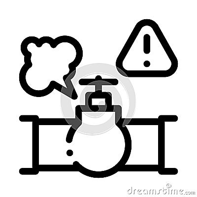 Gas pipe break icon vector outline illustration Vector Illustration