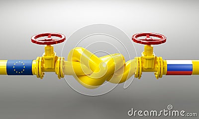 Gas Pipe Knot, Gas Crisis in Europe. High quality 3d rendering Stock Photo