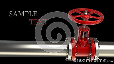 Gas pipe with a red valve Stock Photo