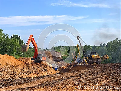 Gas pipeline laying Stock Photo