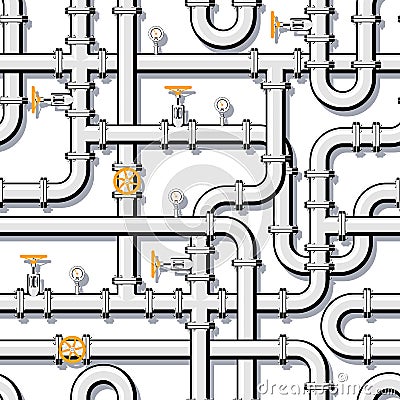 Gas pipeline realistic vector seamless pattern in flat style Vector Illustration